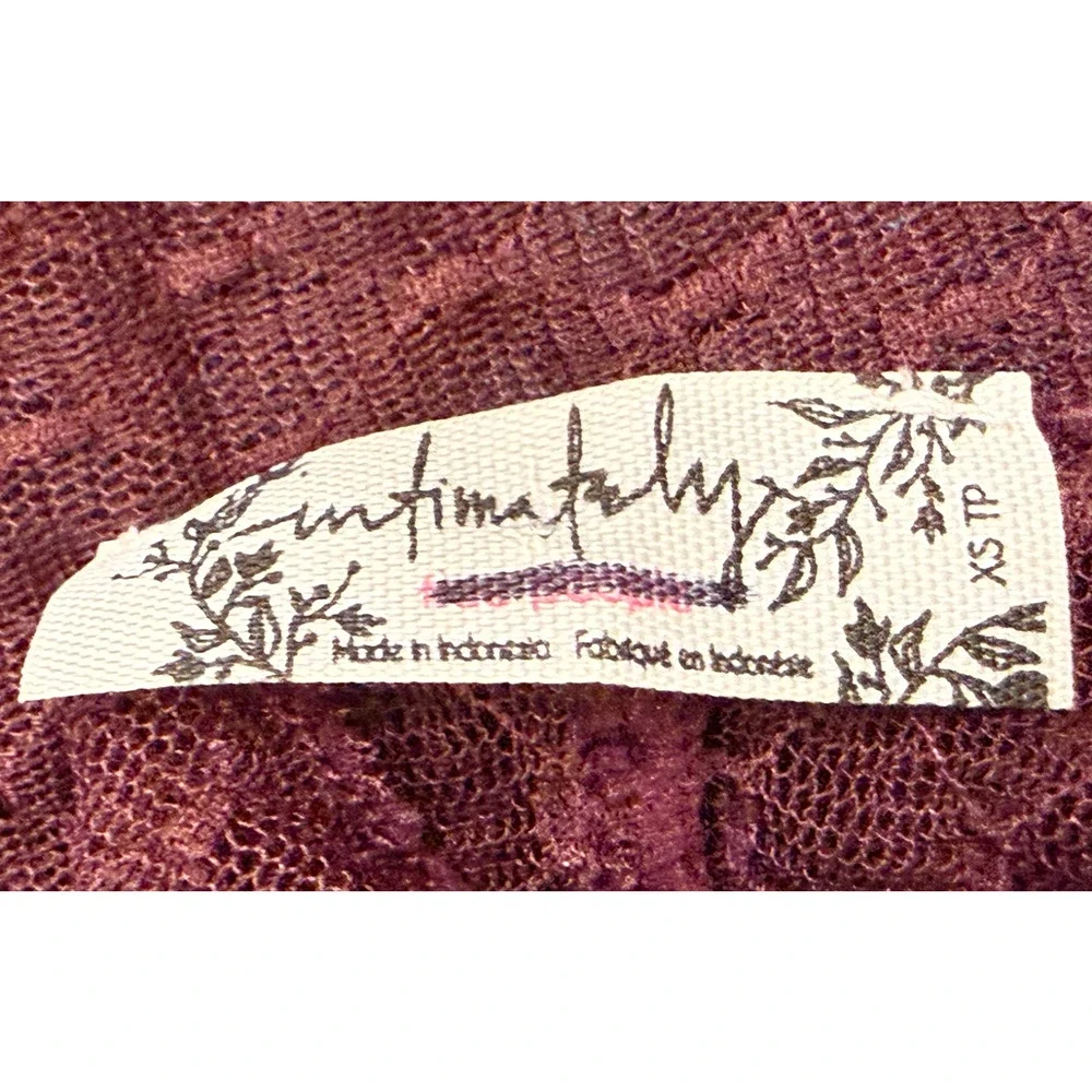 FREE PEOPLE INTIMATELY WINE MINDING MY BUSINESS SHEER LAYERING TOP SHIRT SZ XS